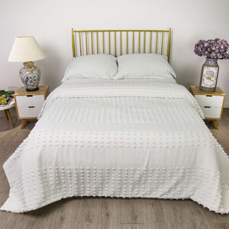 Colcha Nordico con Pompón Richmond 2 Plazas 220 x 240 cm Amy 99 Blanco