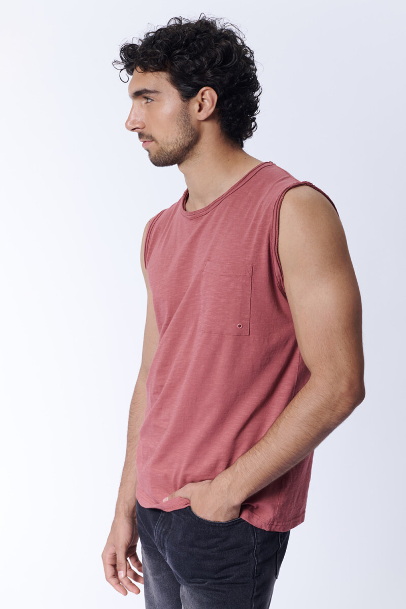 Musculosa slub bolsillo Terracota