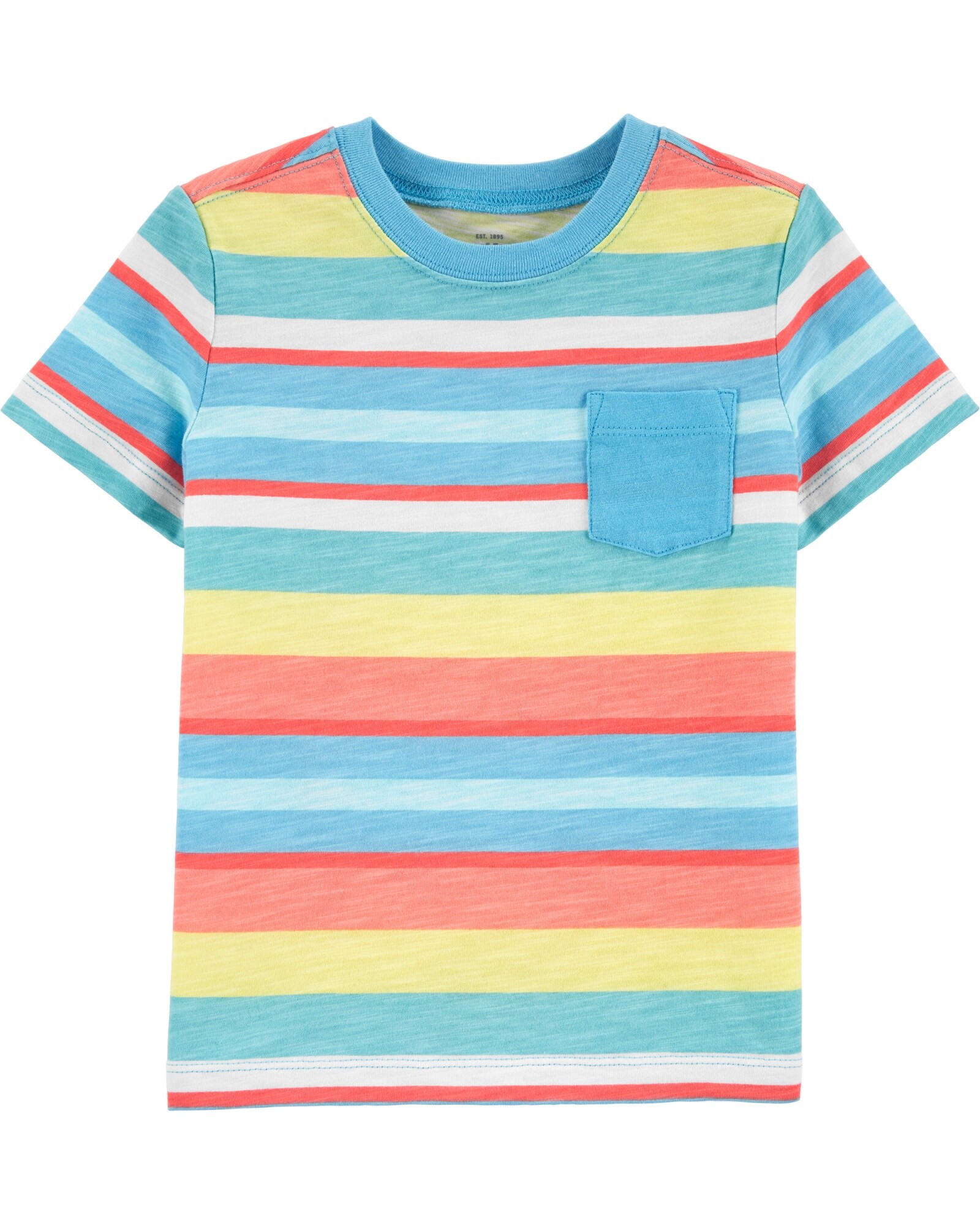 Remera de algodón, manga corta diseño a rayas Sin color