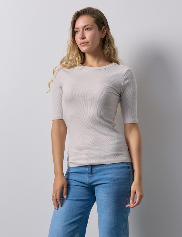 Remera Modal Ribs BEIGE