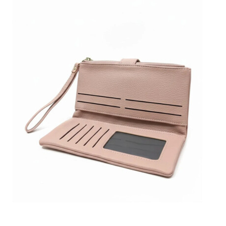 Billetera cuerina con colgante - 10x19cm Rosado