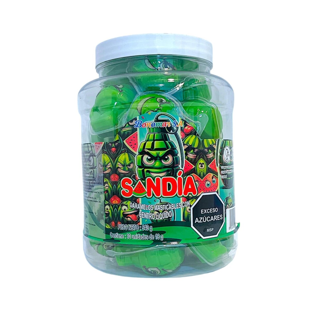 Goma Rellena en Pote Ggrande x 30 Granada sabor Sandia 