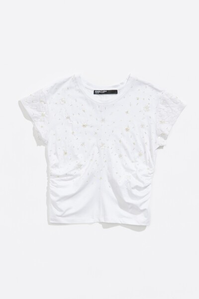 CAMISETA ALGODÓN FRUNCIDA PIED Blanco