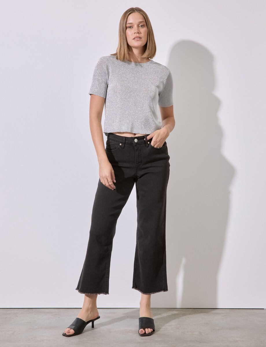 Jean Wide Crop - Negro 