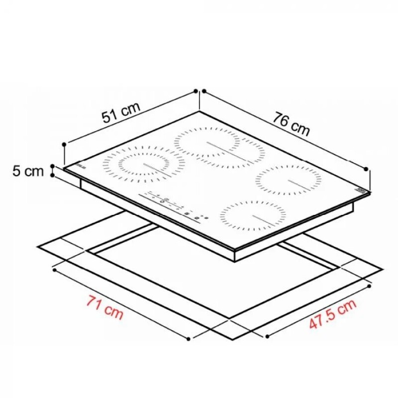 ESTUFA EMPOTRABLE DRIJA, 30"-76CM, 4 QUEMADORES EGO, ELÉCTRICA 001