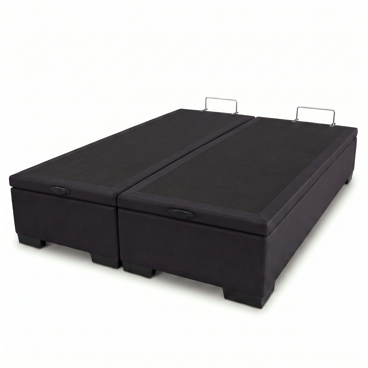 Base Box Baul para Sommier Colchon - Estructura Madera Maciza - Negro - 138 x 188 x 35 cm Doble 