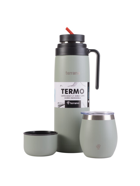 Kit Termo Manija Rigida + Mate con Tapa Oliva