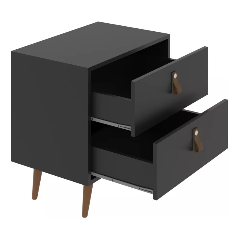 Mesa De Luz Cabecera Padua Nordica Cajones Dormitorio Negro