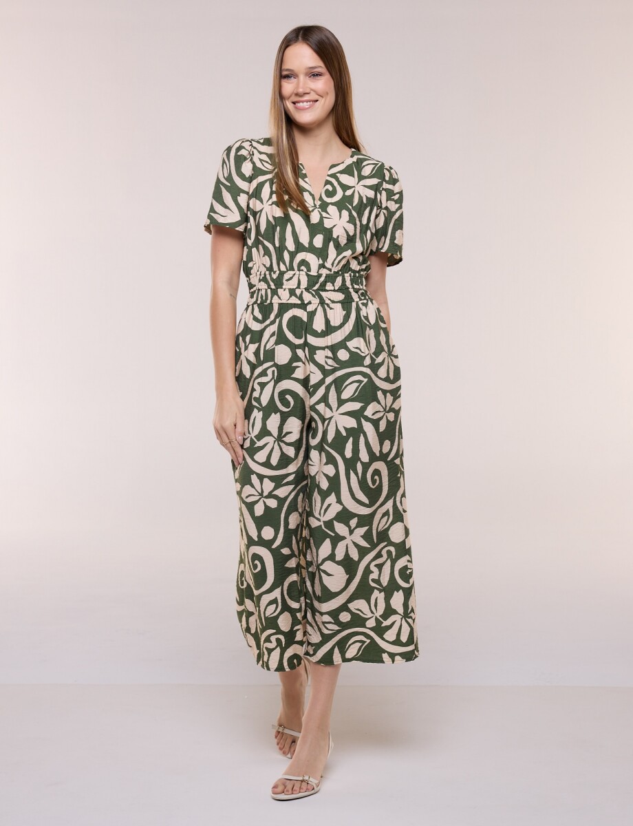 Enterito Crop Printed - Oliva/multi 