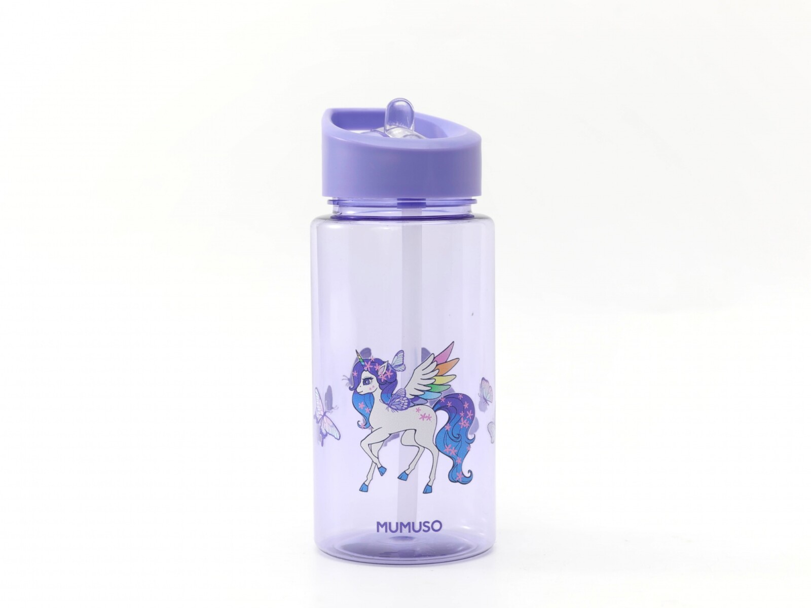 BOTELLA DE AGUA DE PLÁSTICO CON PAJITA PARA NIÑOS (UNICORNIO DE ENSUEÑO/500 ML/M 