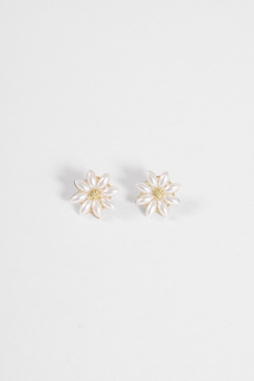 Caravanas flor perla dorado