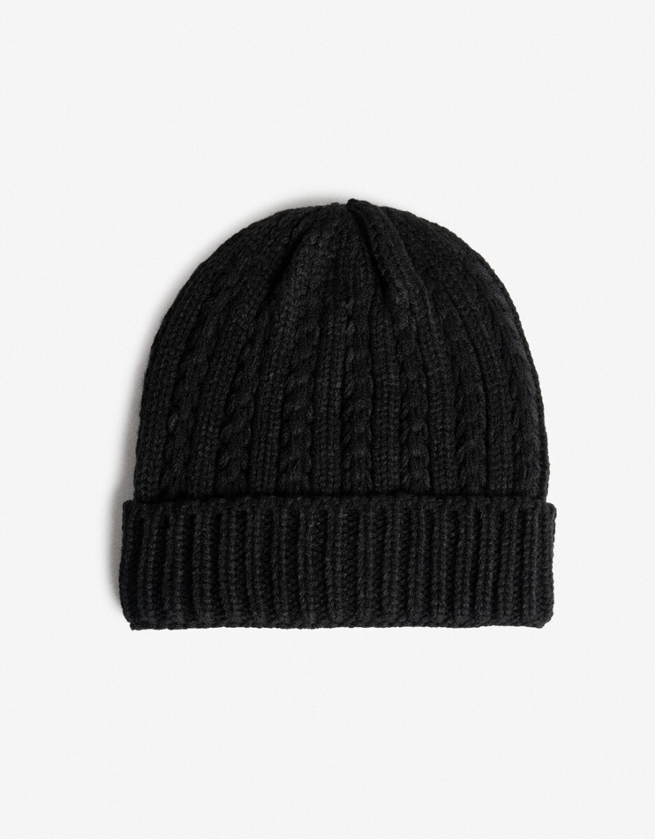 Gorro Tejido Trenzado Negro 