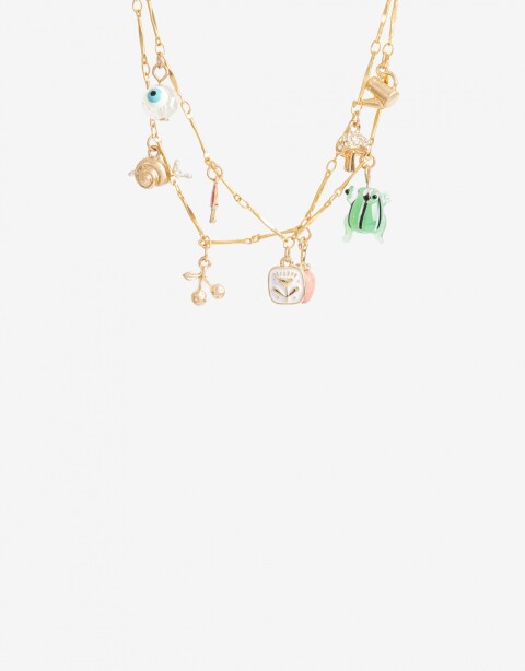 Collares Cortos Con Dijes Collar Corto Multidijes - Dorado