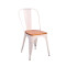 SILLA MADERA TOLIX Silla Metálica Con Asiento de Madera Tolix Blanca