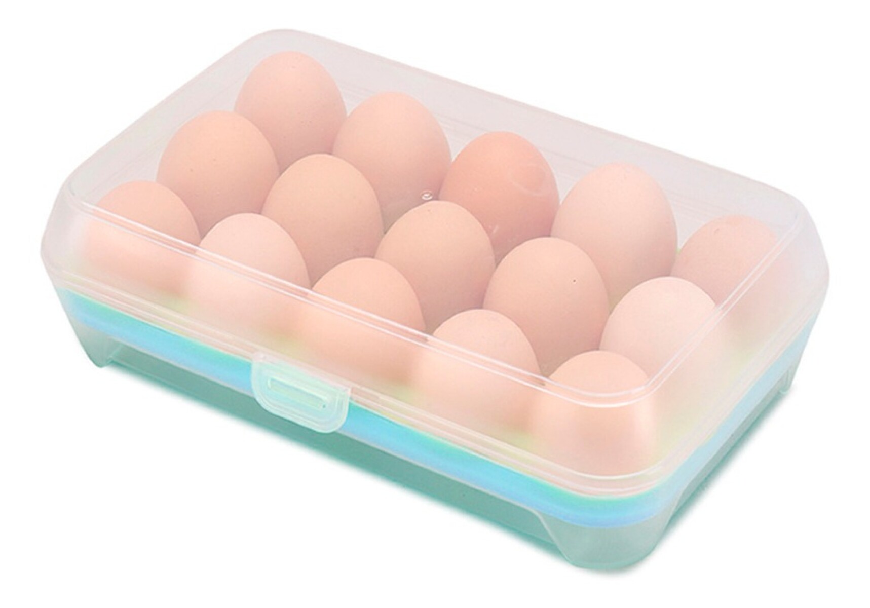 Huevera Organizador Plástico Para Almacenamiento 15 Huevos - Celeste 