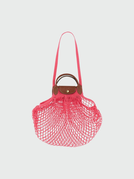 Longchamp -Cartera Longchamp de red, Le pliage Filet Fucsia