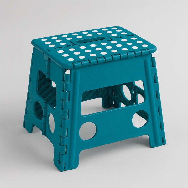 Banco Plegable Multiuso Resistente Banquito 32 Cm Alto 90 Kg Color Azul Oscuro