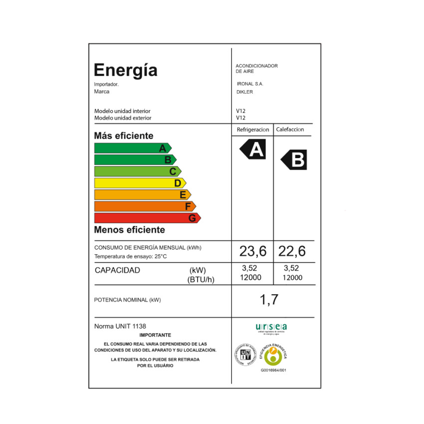 Aire Acondicionado Dikler 12.000 BTU Aire Acondicionado Dikler 12.000 BTU
