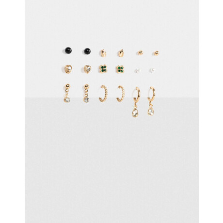 Set De Aros Con Strass Dorado