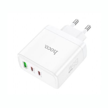 Cargador De Pared HOCO N30 PD65W 2 USB-C 1 USB-A - White Cargador De Pared HOCO N30 PD65W 2 USB-C 1 USB-A - White