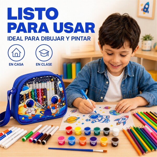Set de Arte Infantil con Bolso 57 Piezas para Pintar y Dibujar Azul