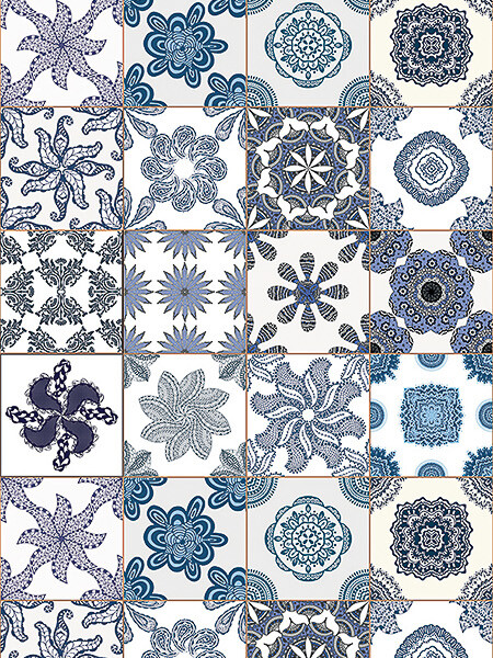 WALLPOPS BLUE AZULEJOS WINSOWS FILM N/A