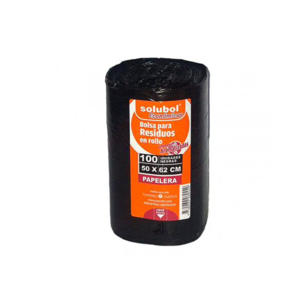 BOL SAS PARA RESIDUOS SOLUBOL EN ROLLO 50X62 CM. NEGRA NEGRO