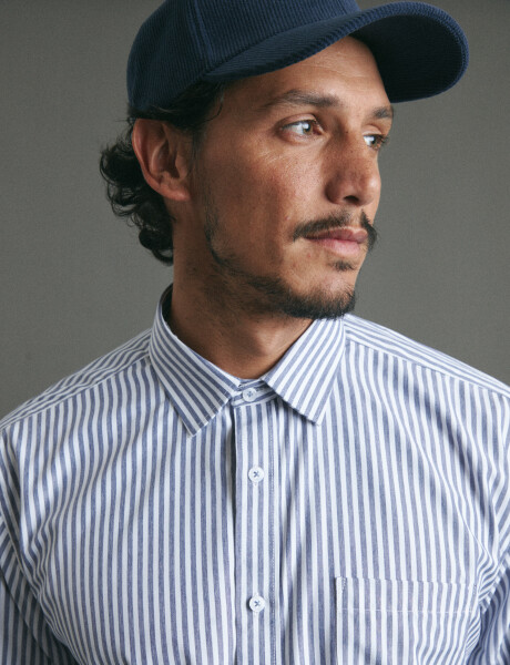 012626 CAMISA HARRINGTON LABEL Blanco/azul