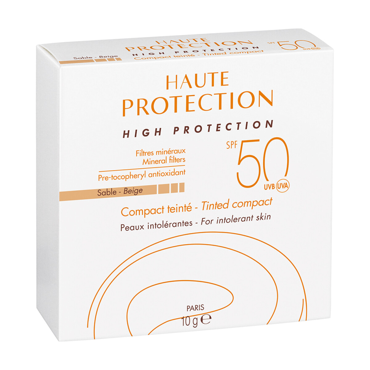 Protector Compacto Avene Arena Spf 50. 10 Grs. 
