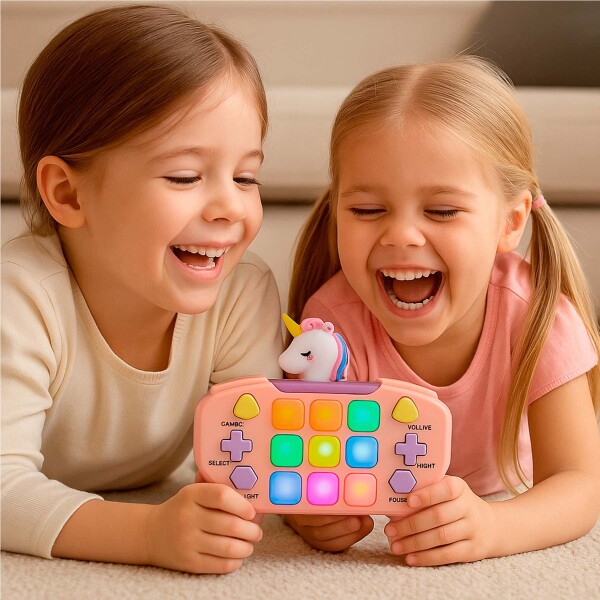 Joystick Consola Interactiva 15 Botones Con Luces Y Sonido UNICORNIO ROSA