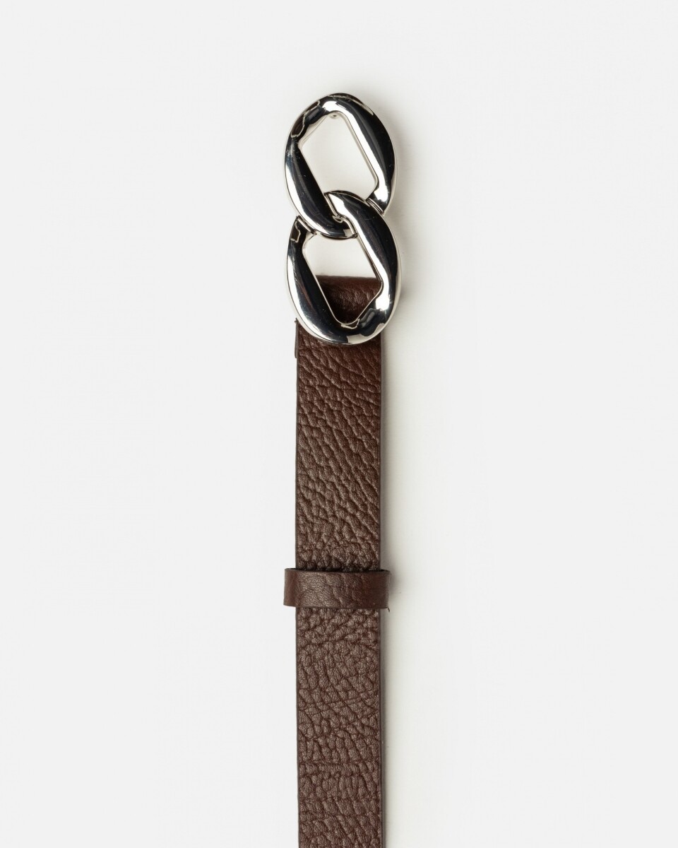 Cinturon Cleo en cuero graneado - Marron 