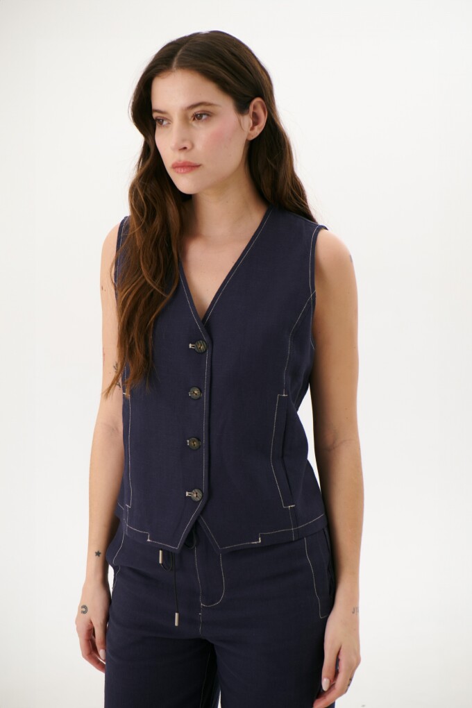 CHALECO LINO ART AZUL