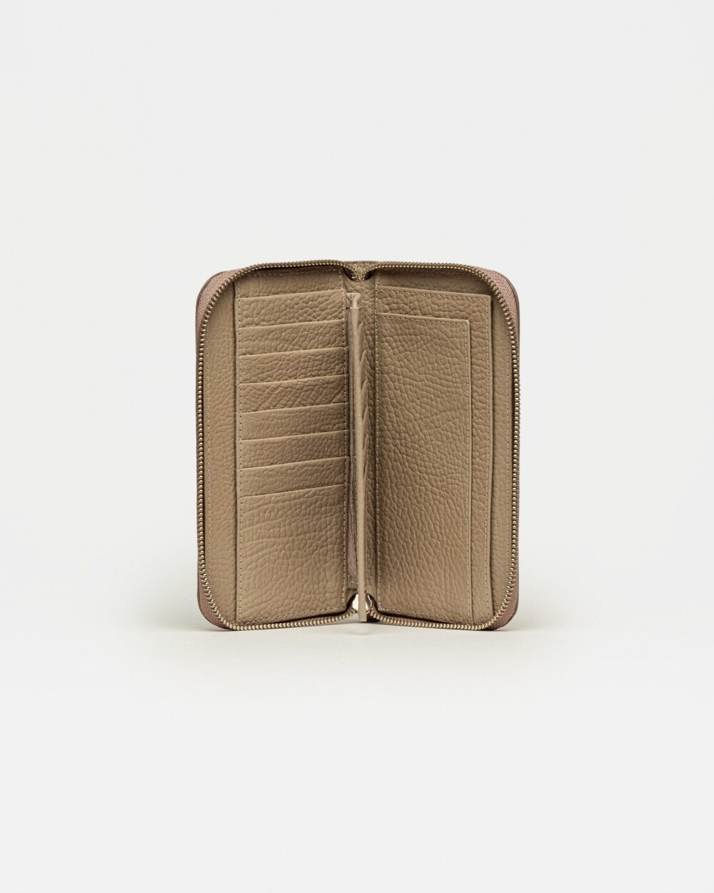 Billetera Denisse en cuero graneado Taupe