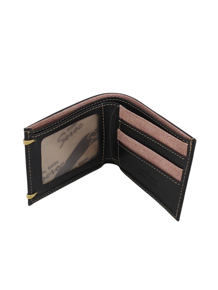 Billetera de Cuero Genuino 100%: Estilo Clásico con Acabado de Costuras a Mano - Negro 