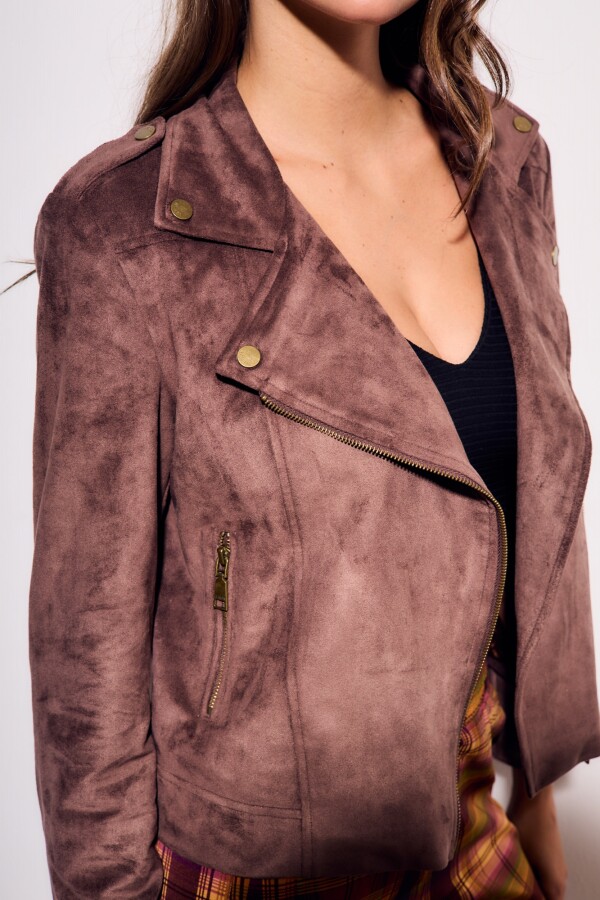 Campera Gamuza Cuero Vegano Chocolate