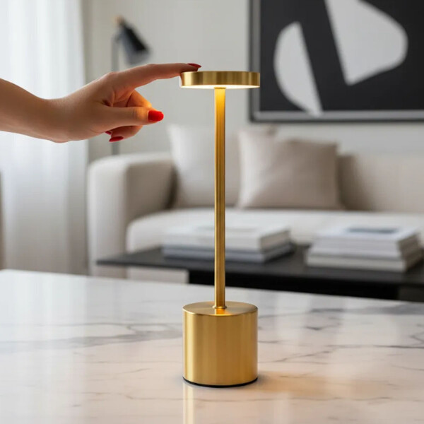 Lampara De Mesa De Luz Led Recargable De 34cm Dorado