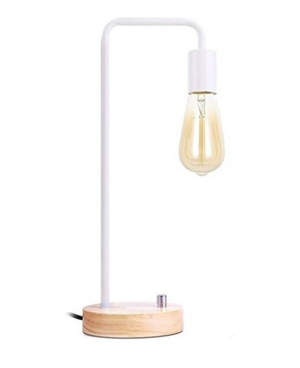 Lampara De Escritorio Metal Y Madera Retro - Blanco 