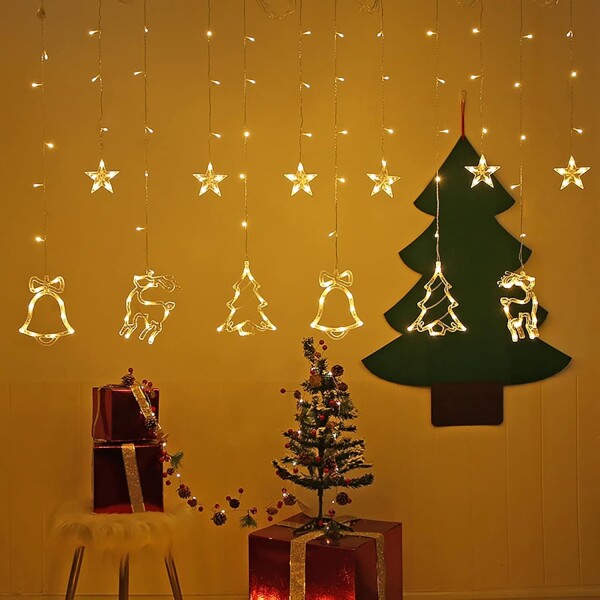 Cortinas Serie Luces Led Formas Navideñas 3m 8 Modos Control Cortinas Serie Luces Led Formas Navideñas 3m 8 Modos Control