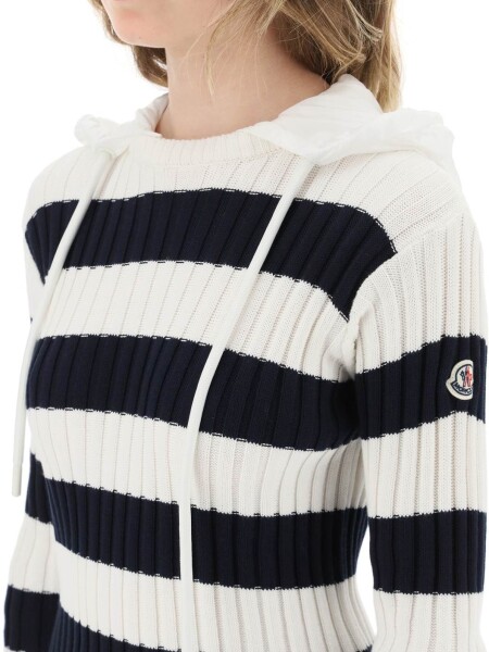 Moncler -Buzo tejido a rayas con capucha desmontable 0