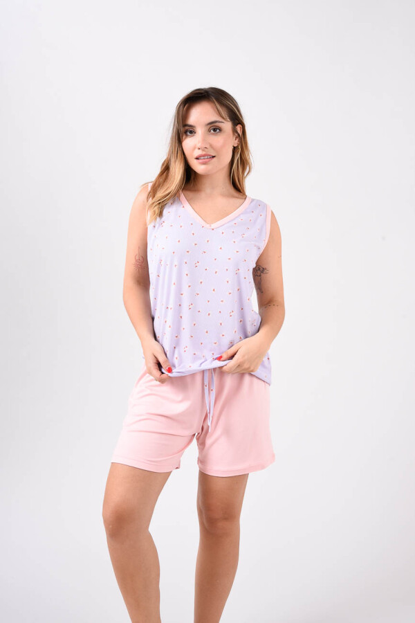Pijama sin Manga Flores Pijama sin Manga Flores