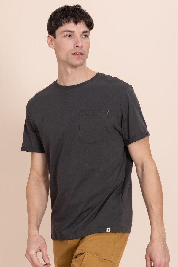 Remera manga corta con bolsillo Gris Oscuro