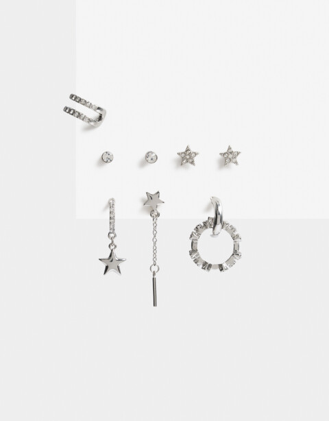 Aros Sets Strass Set De Aros Con Strass - Plateado