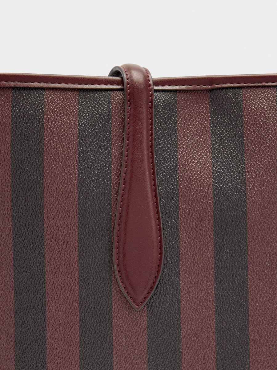 Bolso Shopper A Rayas Con Bolsa Extraíble burdeos