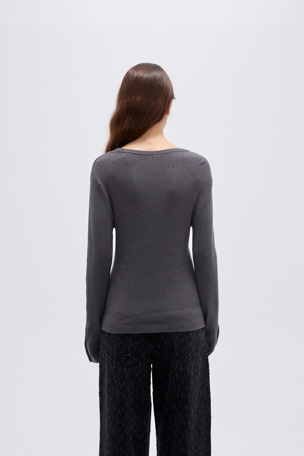 Remera Brune Gris Melange Oscuro