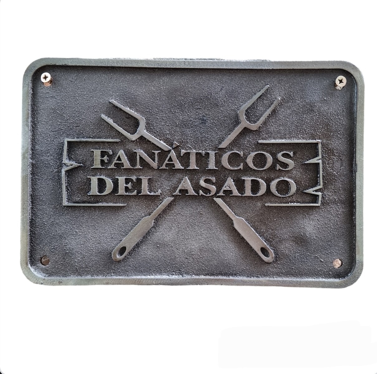 Placa de Fundicion Rect. Fanaticos del Asado 