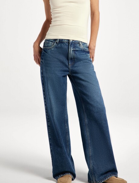 PANTALÓN WIDE LEG CINTURA MEDIA AZUL