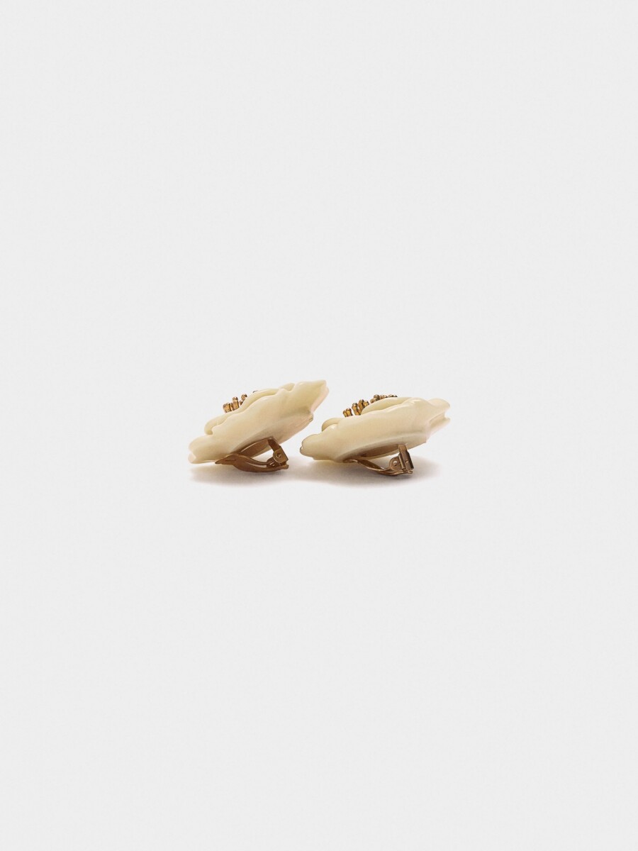 Pendientes Maxi Flor De Resina beige