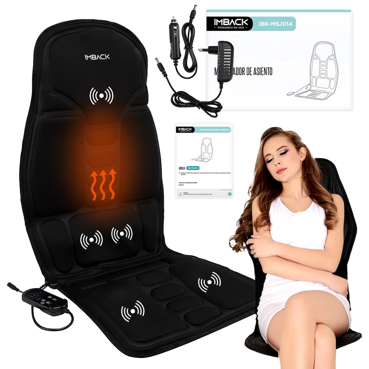 Masajeador Espalda Electrico Asiento para Casa y Auto Portatil Profesional MSJ014 