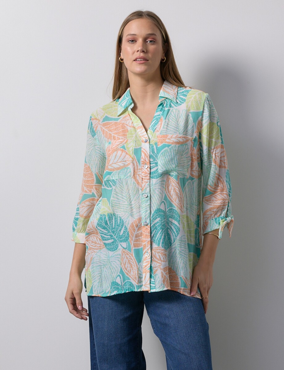 Camisa Print - Multi/verde 