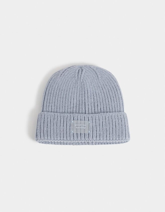 Gorro Clasico Gorro Tejido Con Tag - Gris Claro